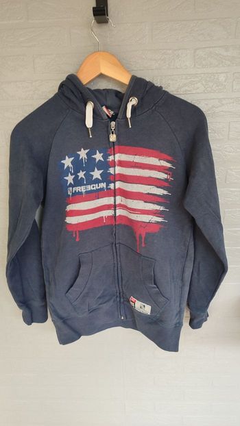 Sweat zippé à capuche t 14 ans bleu marine 