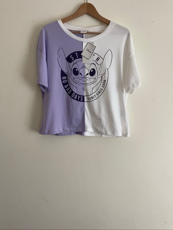 T-shirt violet blanc stitch Disney - photo numéro 2