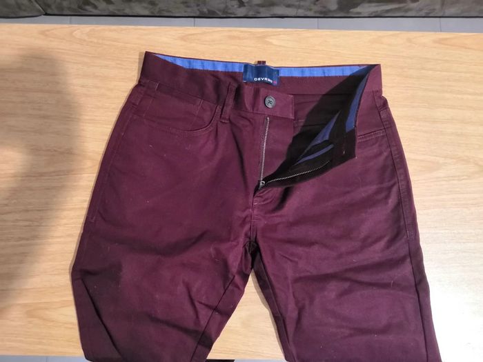 Pantalon jean slim bordeaux - photo numéro 3
