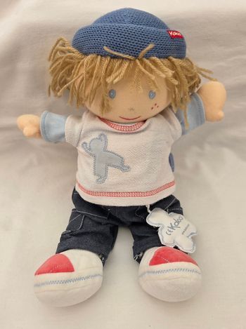 Doudou peluche garçon P'tit Boy blue salopette 38 cm - Kaloo