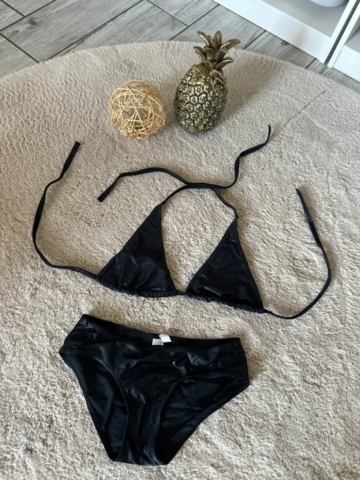 Bikini maillot de bain 2 pièces noir brillant 36/S