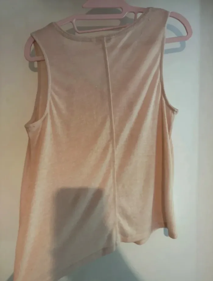 Top sans manches rose clair à petits nœuds brodés Camaïeu – T38 - photo numéro 5