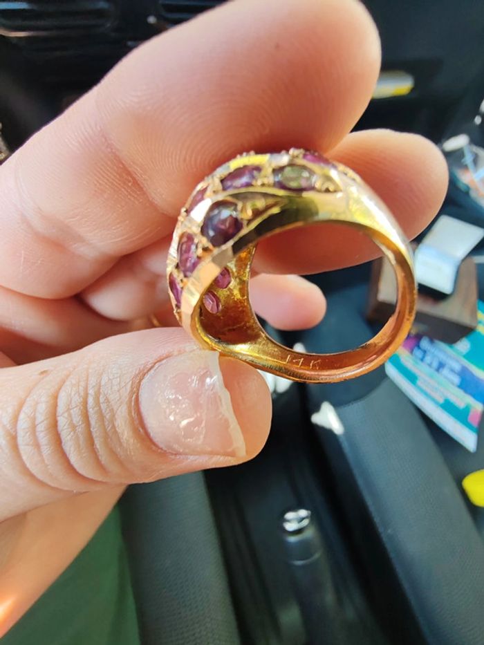 Bague vintage or 14carat serti de rubis - photo numéro 4