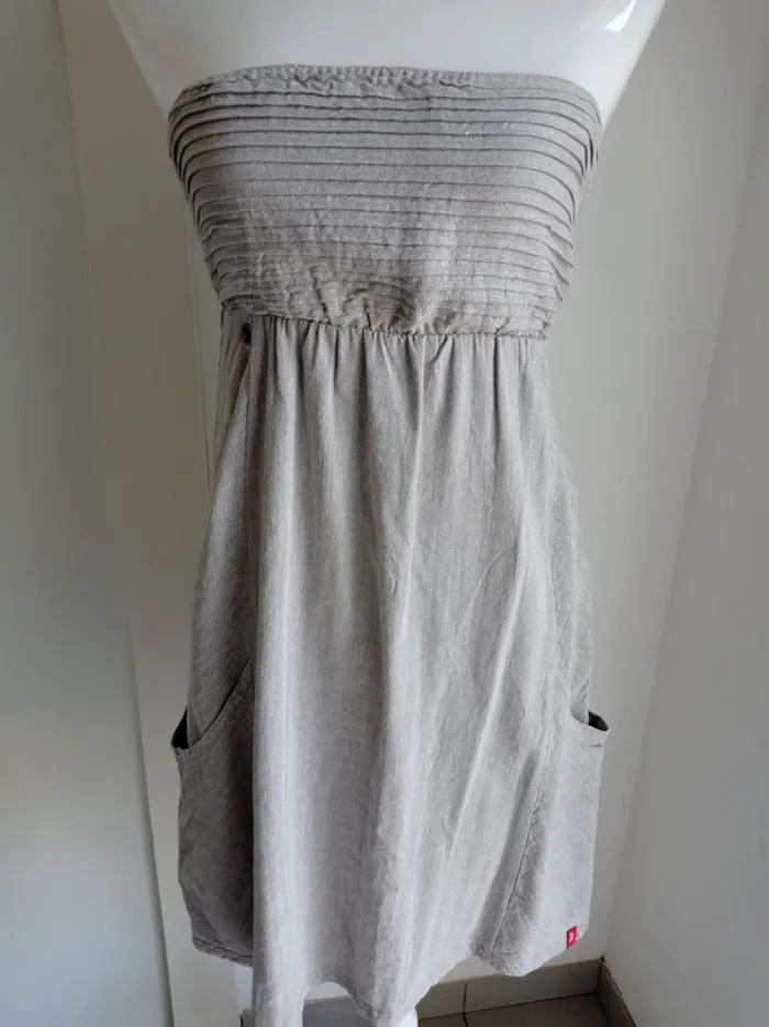 Robe chinée gris taupe blanc se porte avec bretelles ou sans en bustier T.34 EDC - photo numéro 2