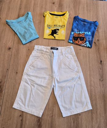 Lot vêtements garçon été 3/4 ans – 2 débardeurs + 1 t-shirt + bermuda blanc

