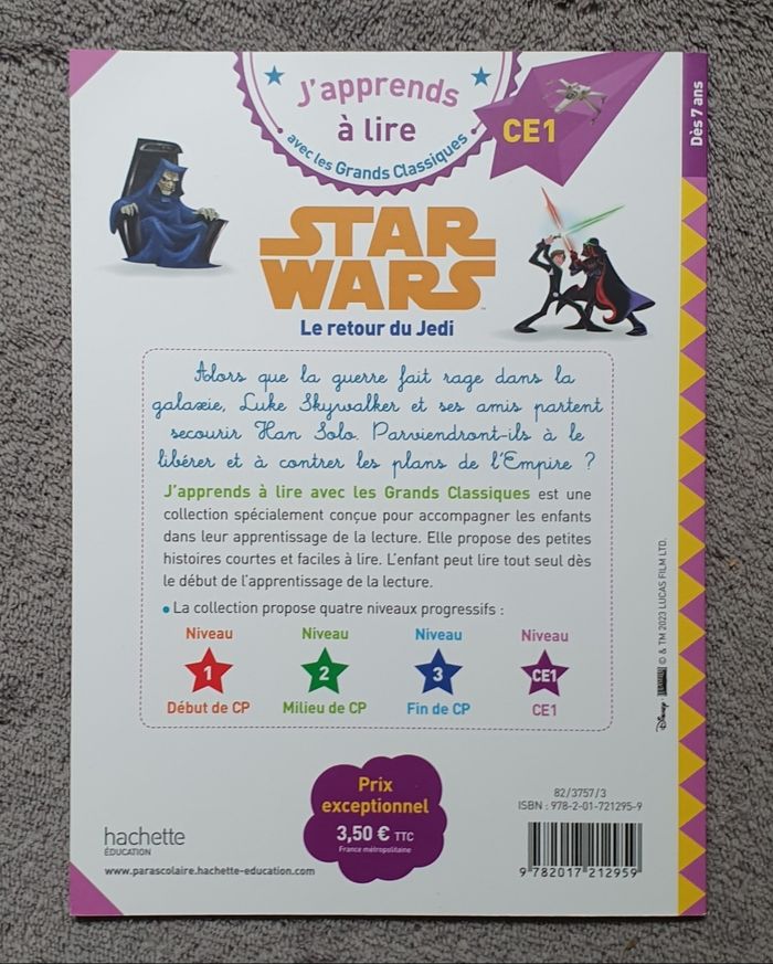 Livre "Star Wars, Le Retour du Jedi" - J'apprends à lire avec les Grands Classiques (CE1) / Hachette - photo numéro 2