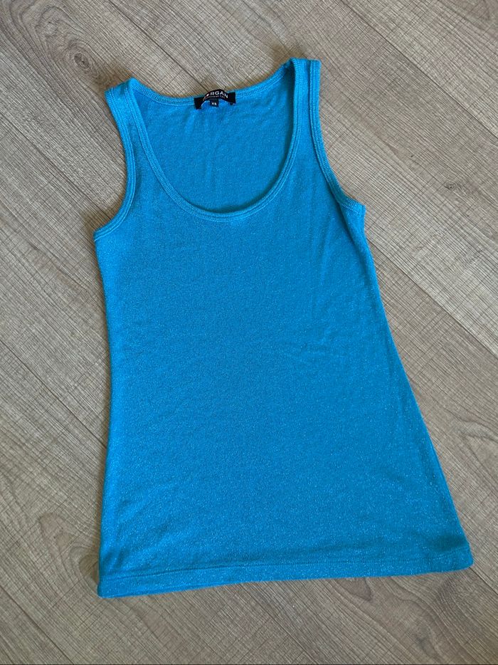 Débardeur turquoise pailleté sans manches Morgan taille XS TBE - photo numéro 7