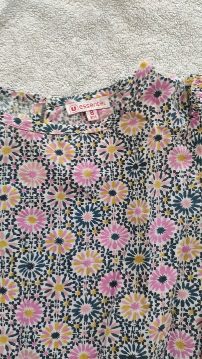 Robe à fleurs blanche rose jaune noir 8 ans u essentiel - photo numéro 2