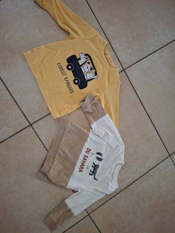 Lot 2 t-shirt manches longues coton léger 18 mois