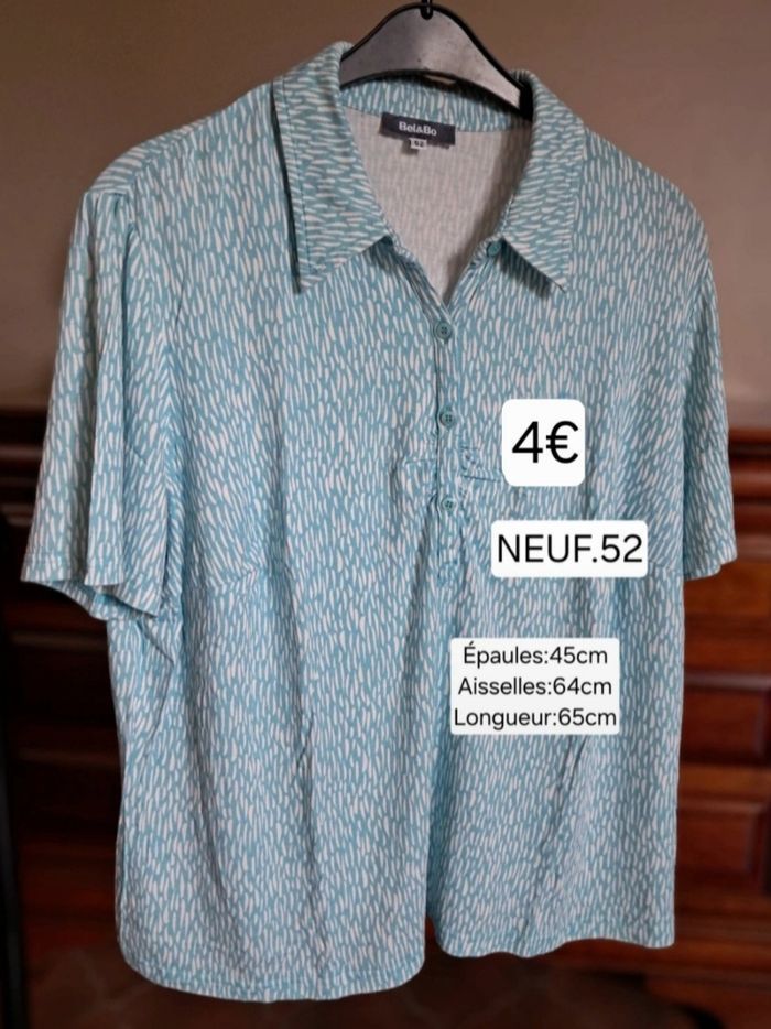 Lot 4 blouses / polos NEUFS pour femme taille 52 - photo numéro 2