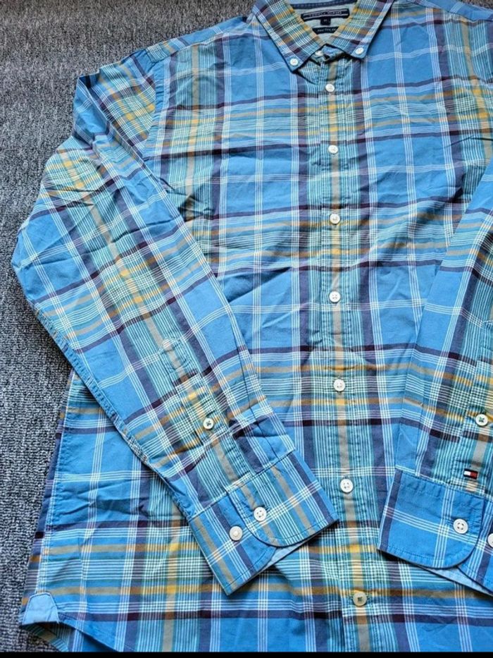 Chemise Tommy Hilfiger à Carreaux - Bleu & Jaune - Manches Longues - Taille M - New York Fit - photo numéro 4