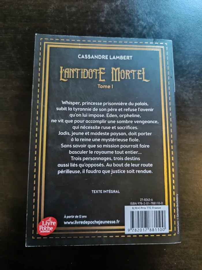 Livre L'ANTIDOTE MORTEL - Cassandre Lambert - photo numéro 6