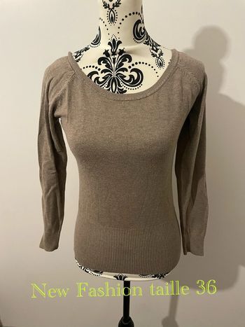 Pull beige à manches longues dos ouvert noeud New fashion taille 36