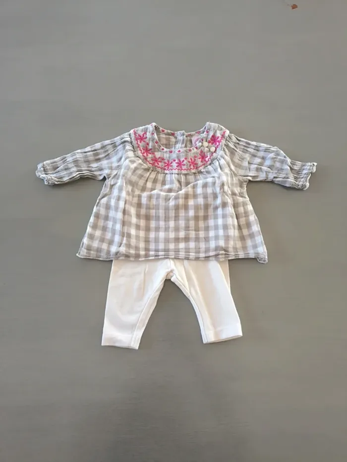 Lot 1 mois 8 pièces (robes, short, gilet, Tee shirt, collant) - photo numéro 2