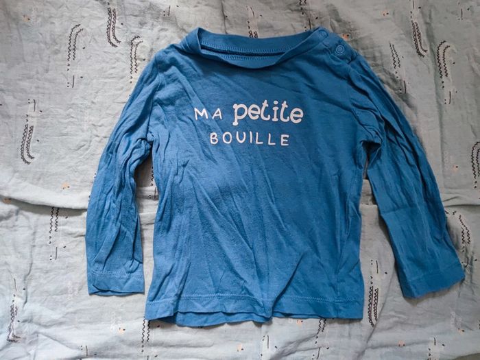 T-shirt manches longues bleu ma petite bouille T.18 mois