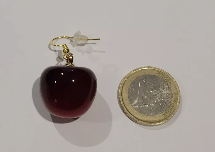 BOUCLES D'OREILLES CERISE TIGE ANTI-ALLERGIQUE ! NEUVE ! - photo numéro 3