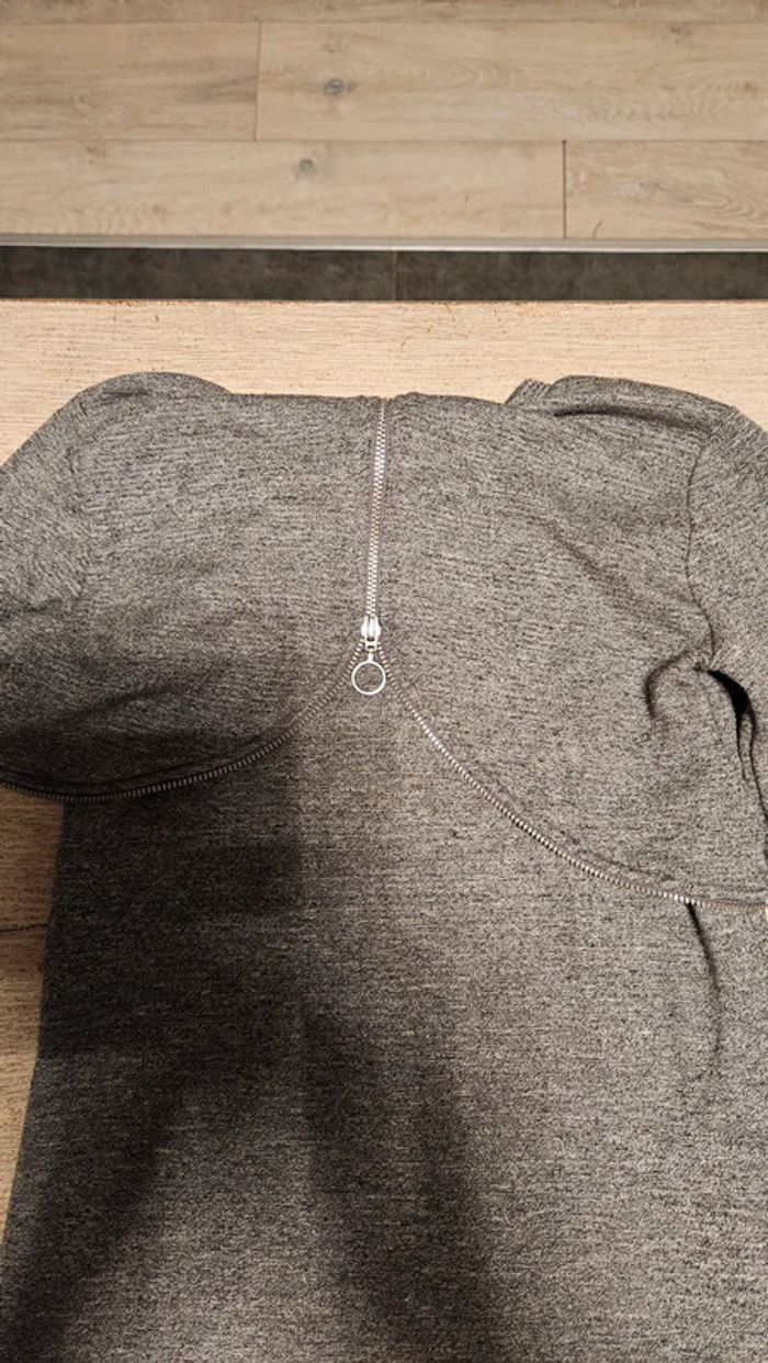 Robe courte évasée grise à manches longues, Benettol, 8/9 ans, nickel - photo numéro 8