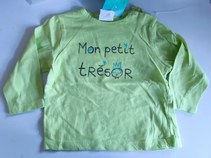 311914 tee-shirt ML vert garçon 12 mois kiabi