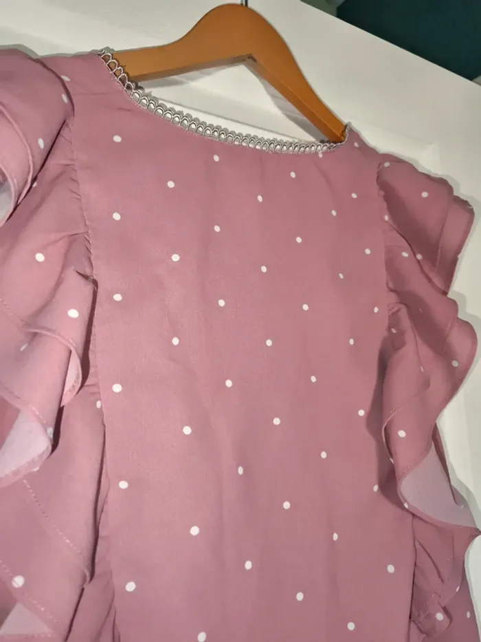 Blouse rose à pois - photo numéro 3