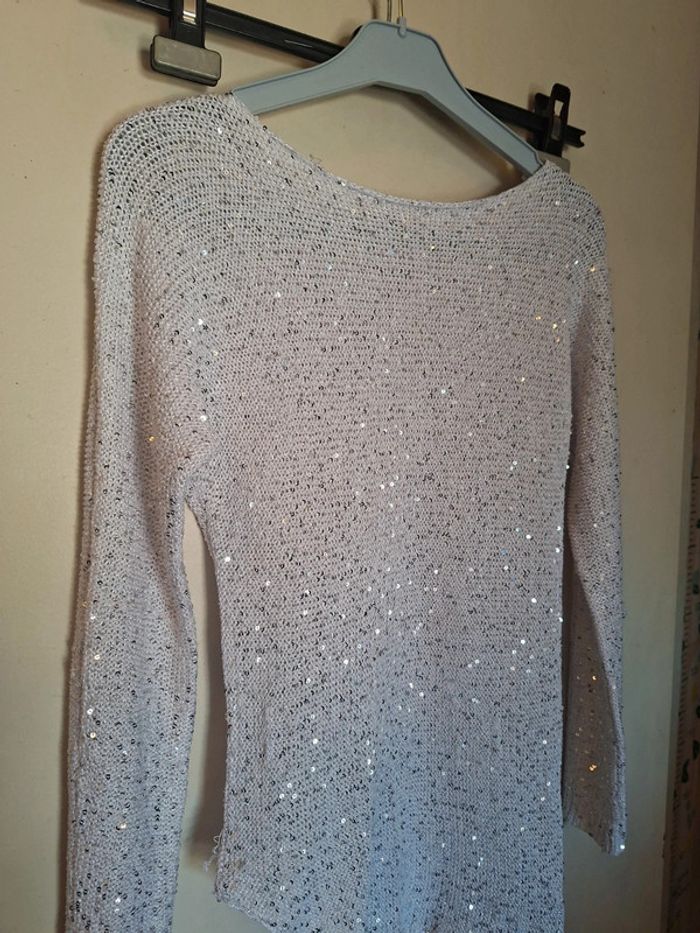 Pull 12 ans blanc brillant argenté - photo numéro 2