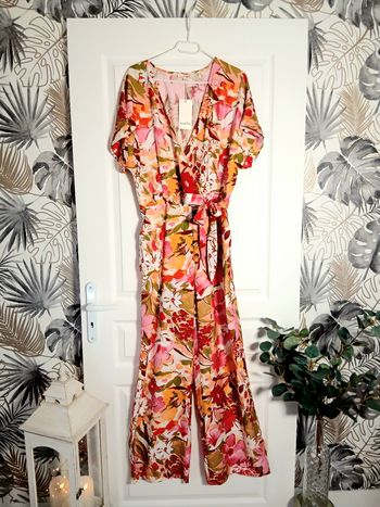 Combinaison fleurie Cerise Bleu – Taille XL – Neuve avec étiquette