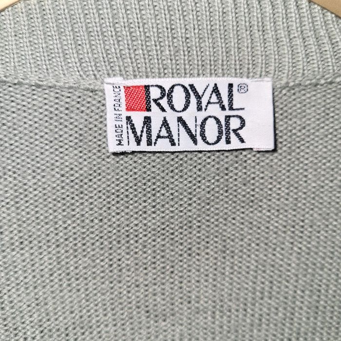 Cardigan  / Gilet en Laine Vintage Broderie Vert Clair 🧥 Royal Manor - Made in France - Taille L - photo numéro 4