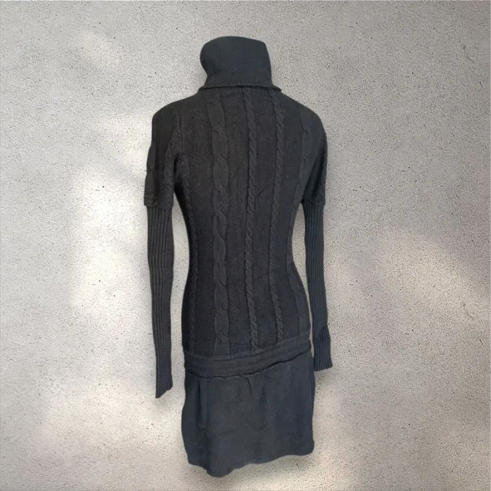Robe pull noire col roulé mailles torsadées taille S - photo numéro 3