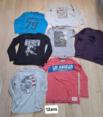 Lot 7 t-Shirts ML 12ans multimarques (5TBE+2be)