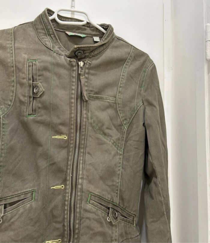 Veste en jean Mango Kaki taille 38 - photo numéro 3