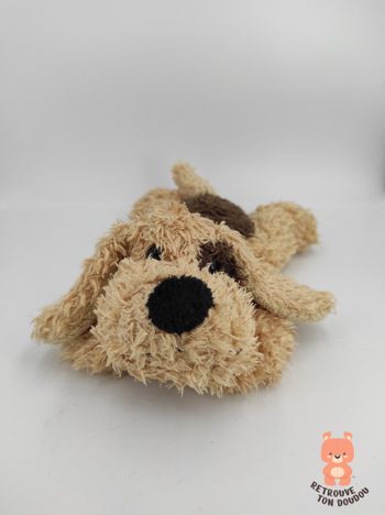 Peluche Chien Couché Beige Marron