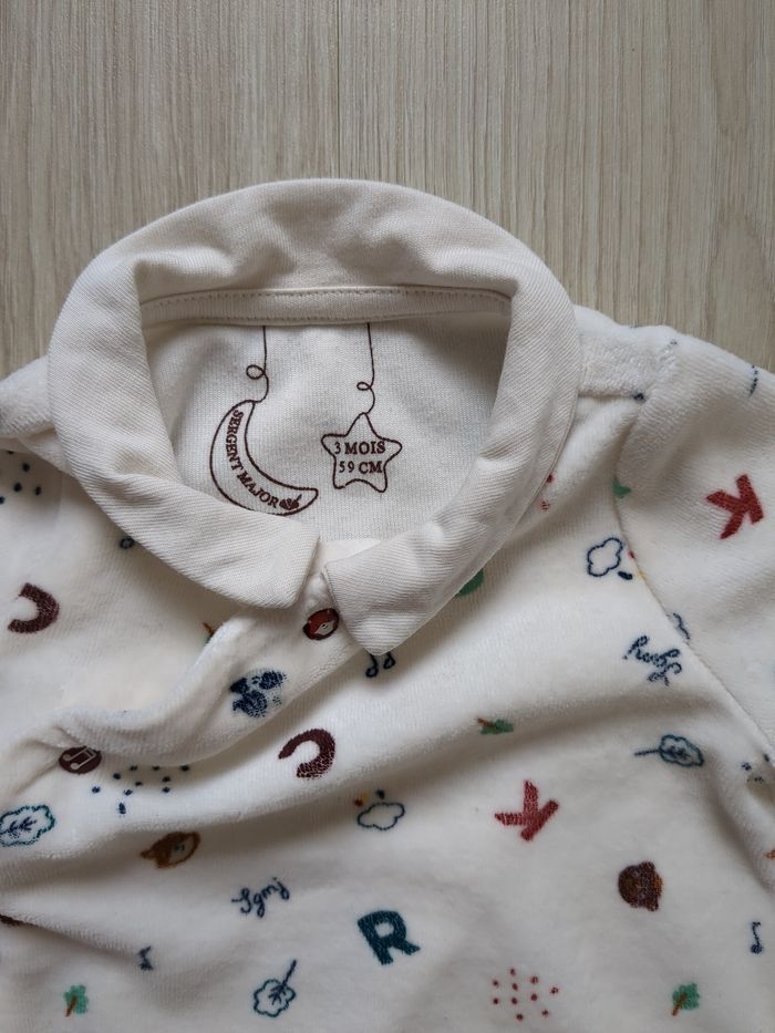 Grenouillère en velours à imprimé fantaisie Sergent Major 3 mois - photo numéro 4