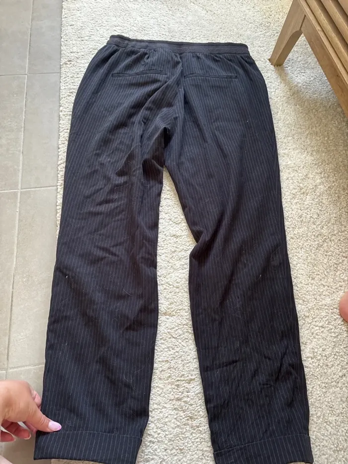 pantalon noir à rayures mango taille M - photo numéro 9