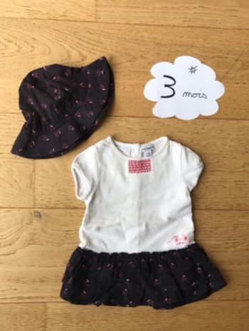 Robe avec chapeau assorti p’tit bisou 3 mois
