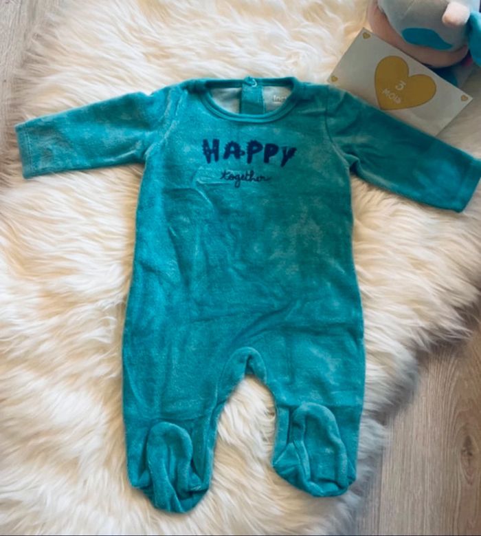 3 mois - pyjama velours bleu