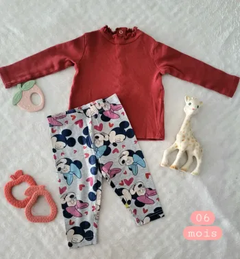 Ensemble legging Disney Minnie tshirt ml 06mois