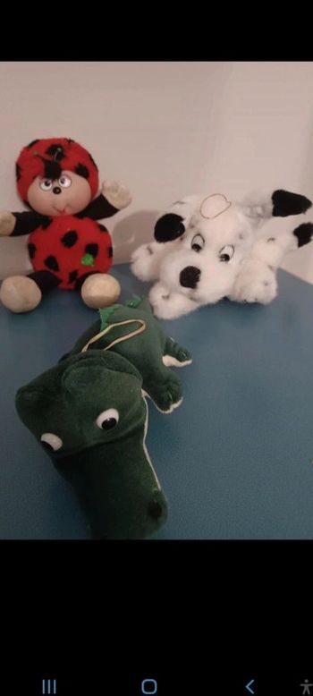 Lot de 3 doudou peluche 🐕 chien 🐞 coccinelle et 🐊 crocodile