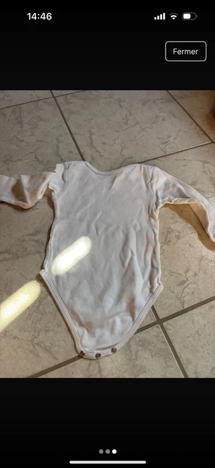 Lot de 2 body bodie à manche longues blanc et rose - photo numéro 4