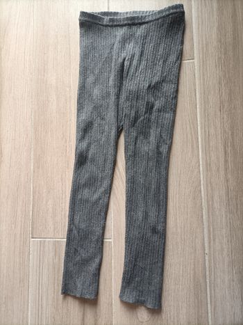 Leggings fille 8 ans Gemo gris foncé maille chaud bon état 