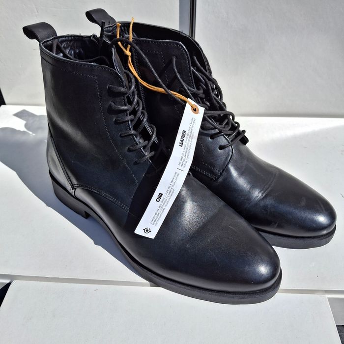 Bottines à Lacets En Cuir  Noir Homme Neuve Bonobo - photo numéro 5