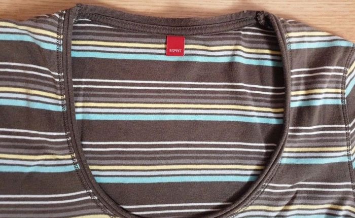 Haut " Esprit" marron blanc turquoise et jaune T.M (38) - photo numéro 3