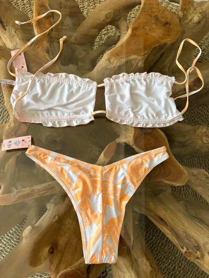 Maillot de bain 2 pièces Ardene swim blanc orange - photo numéro 6