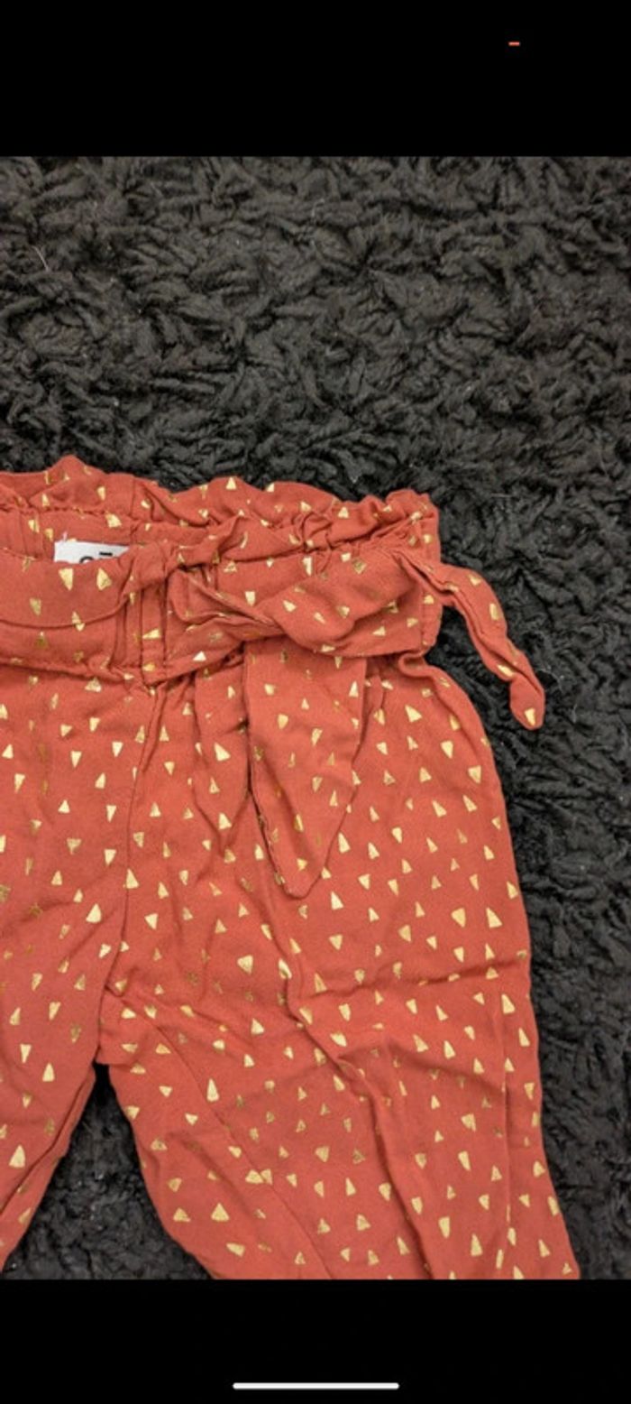 Pantalon été fille 6 mois orange fluide  léger - photo numéro 3