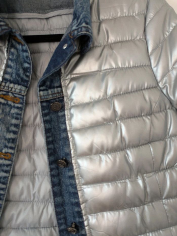 Veste bi matière originale doudoune/jean - photo numéro 2
