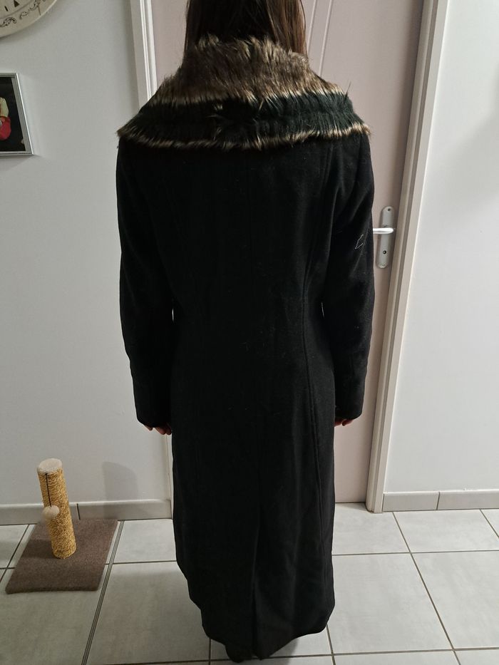 Manteau long avec col amovible fausse fourrure - photo numéro 2