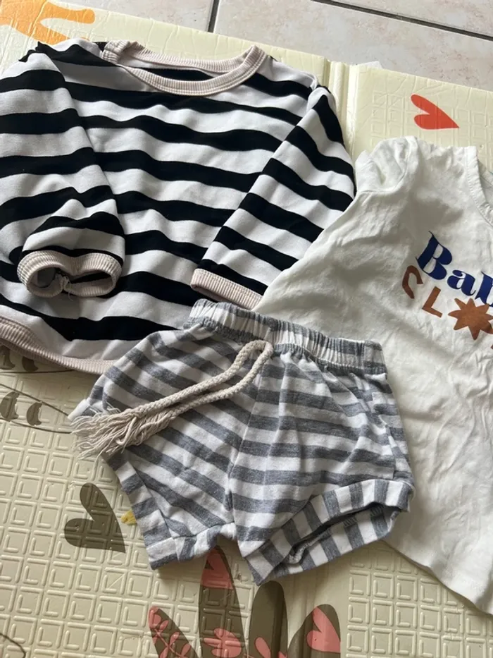 Lot 2 t-shirts + 1 short – 18/24 mois bon état - photo numéro 2