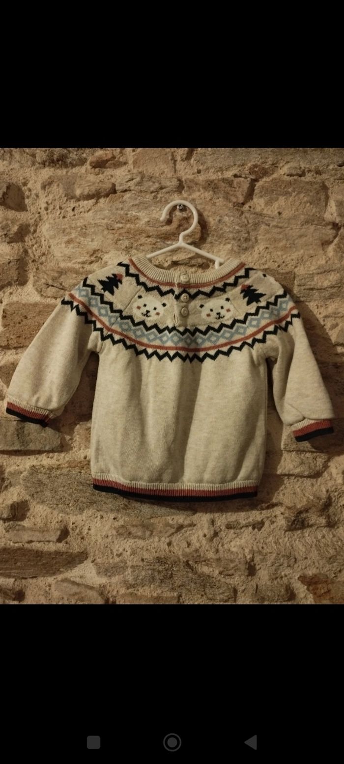 Pull doublé velours, taille 6mois, collection 2025 - photo numéro 2