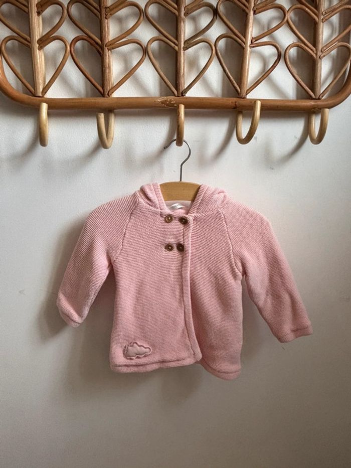Veste tricot rose 6 mois