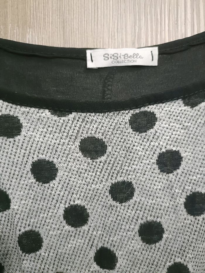 Blouse mi longue a pois noir - photo numéro 2