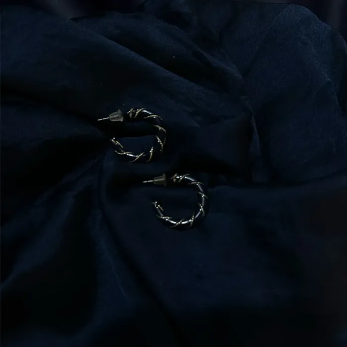 Boucles d’oreilles doré et bleu très foncé - photo numéro 2