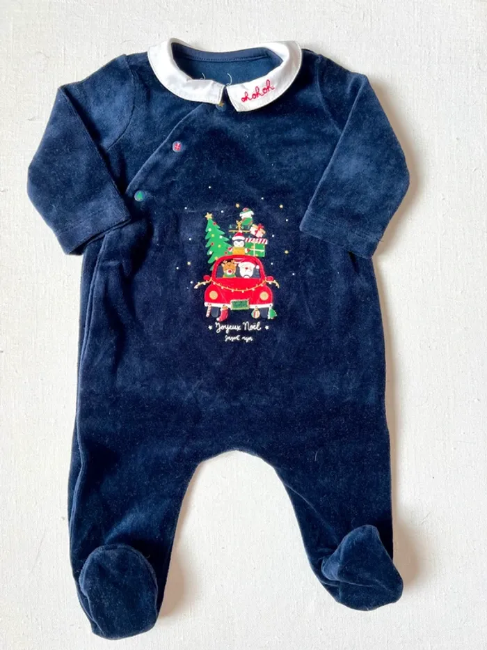 Pyjama de Noël Sergent Major – 3 mois 59 cm – velours bleu – très bon état